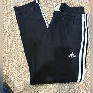 Adidas Kids Black Sweatpants with White Stripes